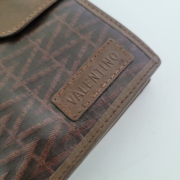 Valentino Bifold Card Bill Holder Brown Wallet Medium Vintage Kisslock Italian - Picture 11 of 11